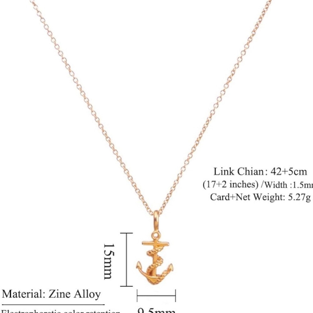 Gold Anchor Pendant Necklace NWT - Picture 2 of 5